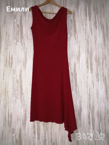 Винтидж дамска асиметрична еластична червена рокля р-р S, снимка 6 - Рокли - 45810833