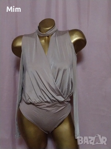 AMISU Боди с дълъг ръкав с отворено рамо , снимка 3 - Корсети, бюстиета, топове - 53490428