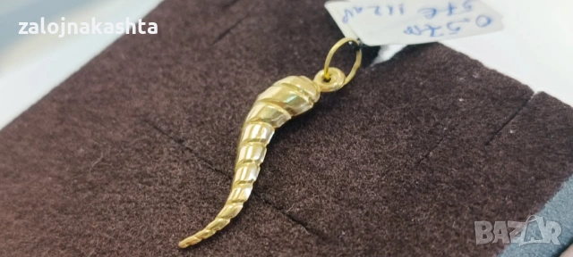 Нова-Златна висулка Рог-0,57гр/14кр, снимка 2 - Колиета, медальони, синджири - 53324146
