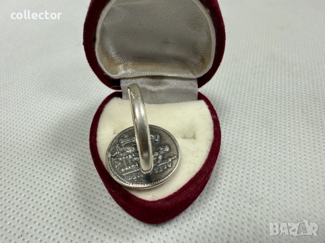 Гръцки сребърен пръстен с монета - Александър III. №7660, снимка 6 - Пръстени - 52624382