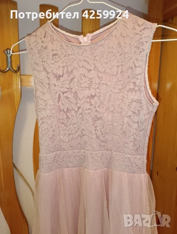 Дамска рокля с дантела и тюл цвят пудра, снимка 7 - Рокли - 48975543