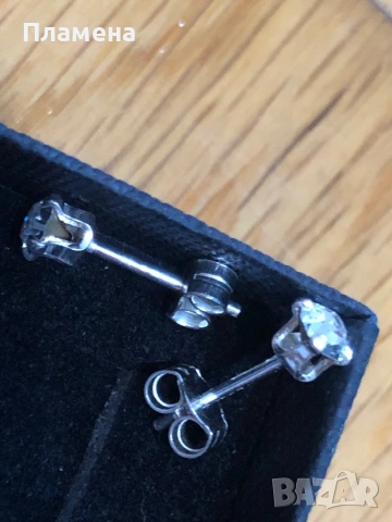Сребърни обеци с цирконии на винт проба 925 , снимка 3 - Обеци - 53929970