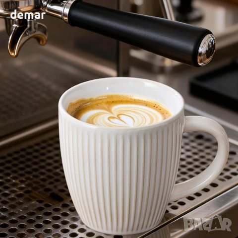 Комплект от 4 релефни керамични чаши с дръжки, 400 мл, снимка 6 - Чаши - 54117809