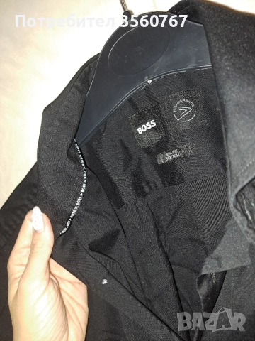 Черна мъжка риза, Boss, снимка 4 - Ризи - 52724149