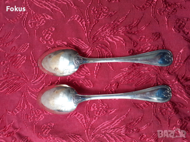 Стари антикварни посребрени луксозни лъжици Christofle 2 бр., снимка 3 - Антикварни и старинни предмети - 53726648