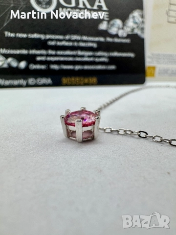 Сребърно колие с мойсанит (Диамант) 1 карат, снимка 12 - Колиета, медальони, синджири - 52944028