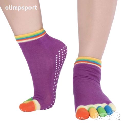 Меки къси чорапи с пръсти, без пета. Подходящи за йога, тренировки по пилатес и гимнастика. , снимка 2 - Йога - 45276220