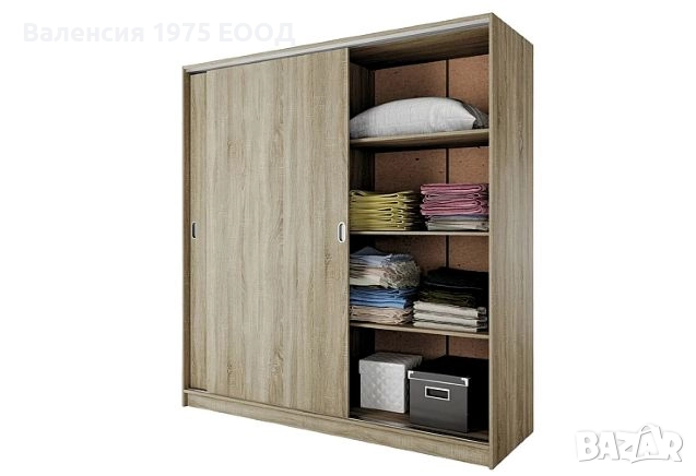 Гардероб с плъзгащи врати Сити 1009 комбинация бяло/ арвен, сонома или орех, снимка 8 - Гардероби - 46495311