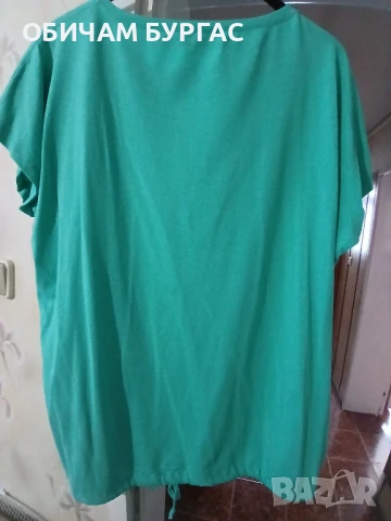 НОВА 3xl ПРЕКРАСНА БЛУЗКА С ЩАМПА С ТЮРКОАЗЕН ЦВЯТ, снимка 4 - Тениски - 50996514