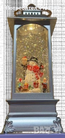 Коледна декоративна лампа със снежен човек в сребристо, снимка 1