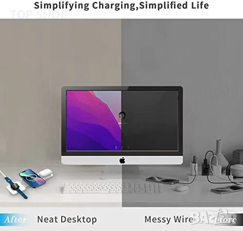 Сгъваемо безжично зарядно устройство 3 в 1 бързо магнитно преносимо, снимка 2 - Аксесоари за Apple - 49622061