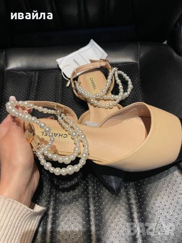 Обувки бежови Шанел Chanel перли, снимка 2 - Дамски ежедневни обувки - 45892411