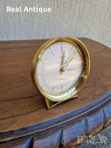 Антикварен колекционерски немски бронзов часовник будилник Junghans , снимка 4 - Антикварни и старинни предмети - 51083525