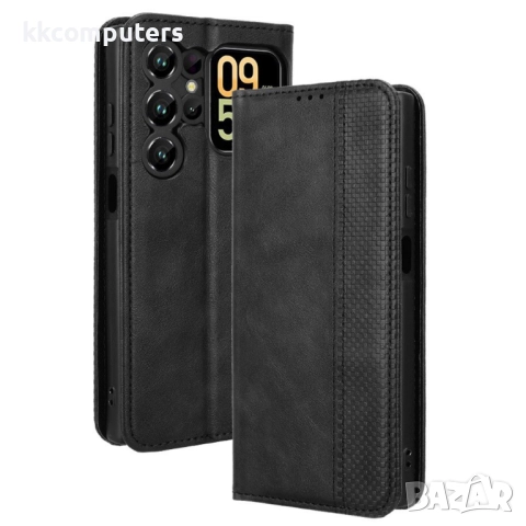 Калъф с протектор за Oukitel C62 / C62 Pro – кожен портфейл калъф с ретро текстура и стойка, 4 цвята