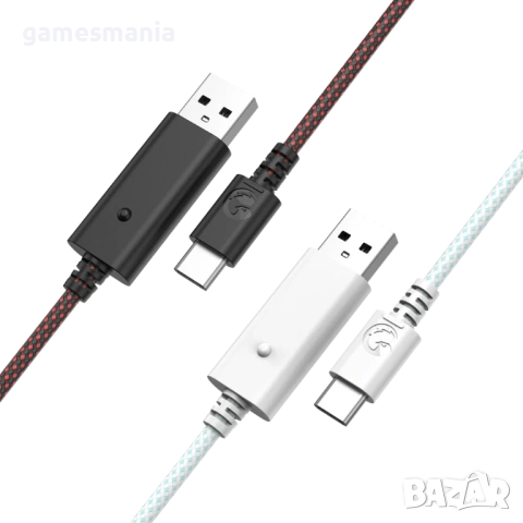 GameSir 3M USB Type-C / Data Transfer / Кабел/ White & Cyan/ Black & Red, снимка 11 - Аксесоари - 54067188