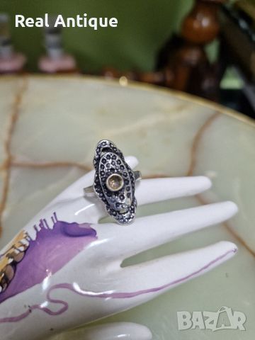 Стар красив антикварен сребърен пръстен проба 950, снимка 2 - Антикварни и старинни предмети - 46256371
