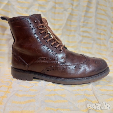 Clarks Кожени ботуши Montacute Lord Wing Tip Brogue, тъмнокафяви номер 42, снимка 7 - Мъжки боти - 52435898
