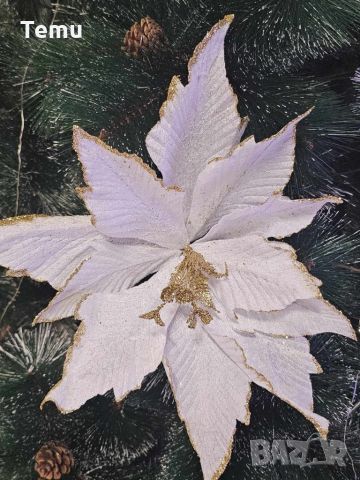 Коледна звезда декорация за елха White Christmas, снимка 1 - Декорация за дома - 46435477