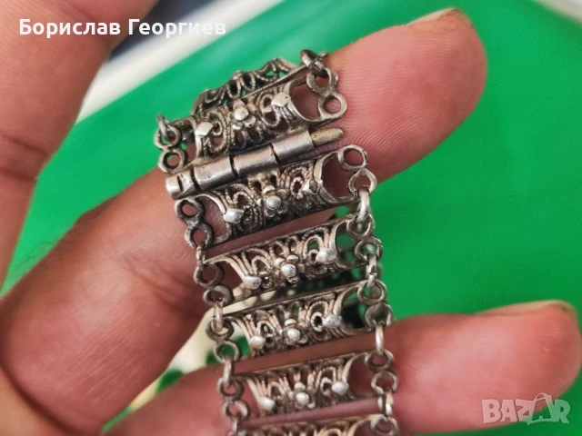 Стара сребърна гривна, снимка 5 - Гривни - 50563210