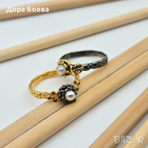 Сребърен пръстен: "Близнаци", снимка 2 - Пръстени - 52728238