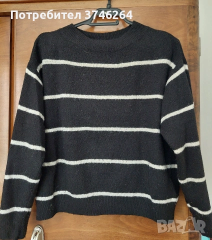 Зелен, лилав и черно бял пуловер, снимка 4 - Блузи с дълъг ръкав и пуловери - 53654232