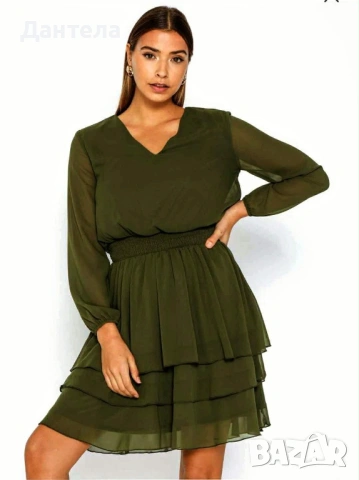 Ефирна рокля Sisters Point в маслиненозелено – шик и стил, снимка 3 - Рокли - 54229342