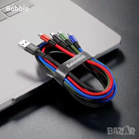 Кабел BASEUS Lightning, Type-C, USB-C, micro USB, data 4 в 1, снимка 4 - USB кабели - 48140320