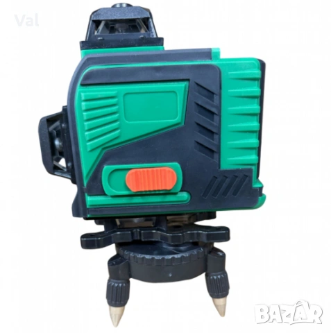 4D Лазерен Нивелир с 16 Линии (Четири Точков), Самонивелиращ се, със Зелен Лазер с тринога