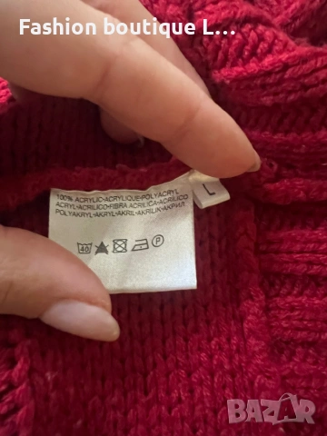 Червен пуловер 100% акрил L размер ❤️, снимка 8 - Блузи с дълъг ръкав и пуловери - 53176035
