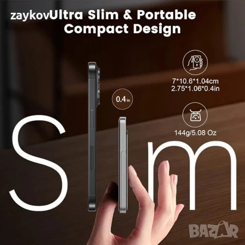 LUCKYDUO 5000mAh Безжично преносимо зарядно с портфейл за iPhone

, снимка 4 - Друга електроника - 50551736