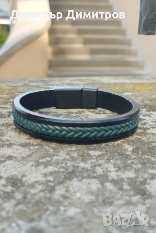 Мъжки гривни от естествена кожа и стомана. Бижута Луди гъби. Идея за подарък.