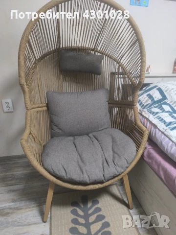 РАТАНОВ СТОЛ ТИП ЯЙЦЕ, снимка 1