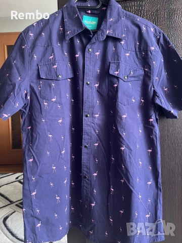 Мъжка риза с дизайн фламинго