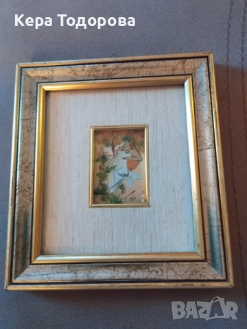 Старинна картина с златен варак и гаранция, снимка 1