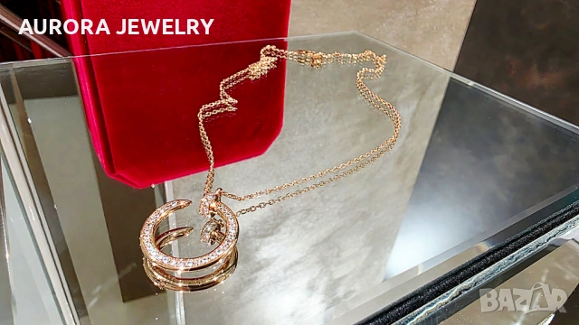 CARTIER Nail Juste un Clou Rose Gold Paved Diamonds Дамско Колие Пирон, снимка 2 - Колиета, медальони, синджири - 53238926