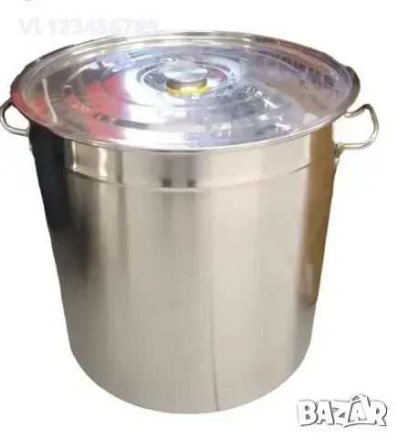 Казан Rosberg R51211A50, вместимост 107 л, 52 см диаметър, неръждаема стомана, капак, инокс