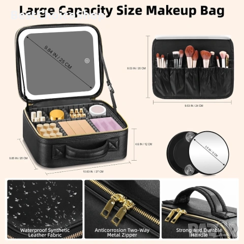 Чанта за грим и накити с 10x увеличаващо огледало регулируема яркост, снимка 9 - Други - 53852205