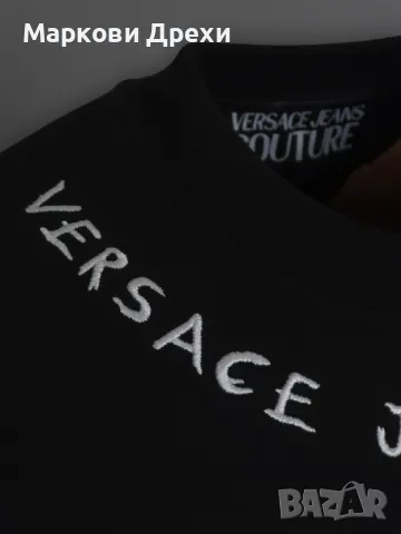 Versace Jeans Couture черна блуза бял надпис на врата - бродерия, снимка 3 - Суичъри - 48732751