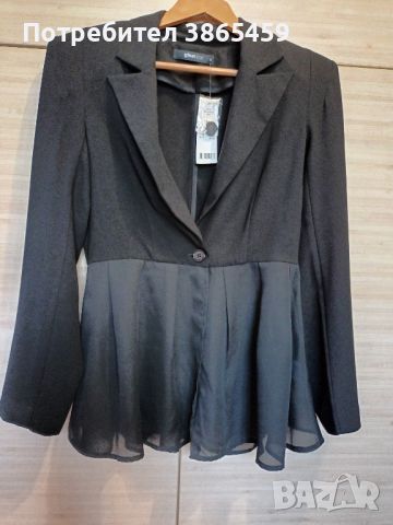 Черно сако с тюл , снимка 1 - Сака - 46063086