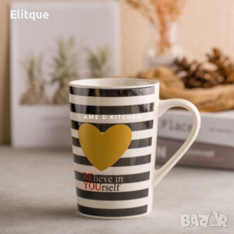 Керамична чаша, черно бели мотиви, 8.5X10.5CM, 200ML, снимка 4 - Чаши - 52854186