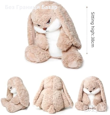 Нов Мек плюшен заек 50см – играчка за гушкане, подарък за деца и възрастни, снимка 3 - Плюшени играчки - 51761077