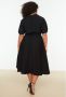 2XL Макси Дамска рокля Trendyol Curve черна с ластик на талията кръста, снимка 4