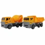 Комплект жълти строителни камиони с въртяща се цистерна и повдигаща се каросерия, снимка 2