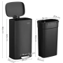 Кухненски кош за боклук 30 литра, с педал и капак с плавно затваряне SONGMICS , снимка 4
