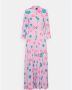 Дълга риза рокля в розов цвят с флорални мотиви, бранд YAS, снимка 1 - Рокли - 45743777