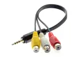 НОВ! 3.5mm AUX към 3 RCA AV Композитен кабел 20 см аудио видео AV Video, снимка 4