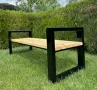 Градински комплект от метал и дърво - маса с две пейки, снимка 13