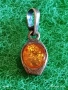 Винтидж сребърна висулка с Натурален Кехлибар цвят коняк майсторска изработка 33380, снимка 2