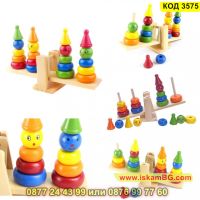 Монтесори дървена образователна играчка, Везна за баланс и сортиране с цветни фигури - КОД 3575, снимка 9 - Образователни игри - 45265678