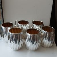 Прекрасни чаши(халби)шест броя силвер плейт(silver plate)вместимост 350 мл., снимка 6 - Чаши - 45254333